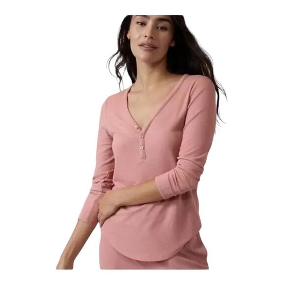 Athleta Women's Wind Down Sleep Top Henley Palermo Pink Extra Large NWOT - Picture 1 of 9